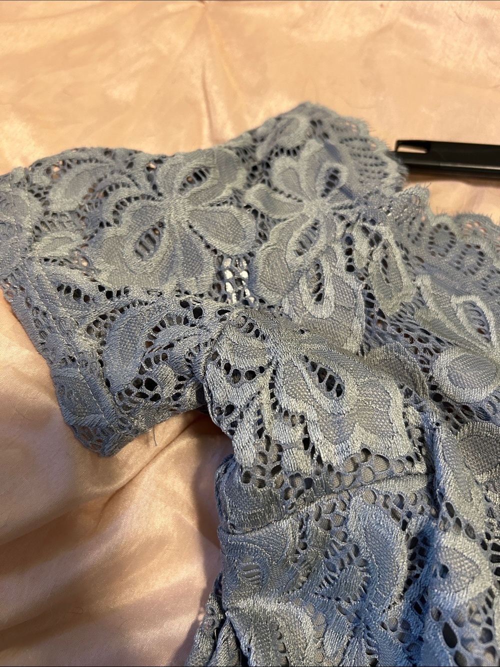 Light Blue Floral Lace Fit-and-Flare Dress - Picture 3 of 5